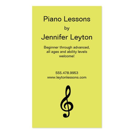 Piano Teacher Business Card (back side)