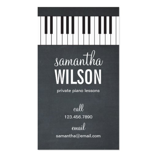 Piano Teacher Business Card Business Card (front side)
