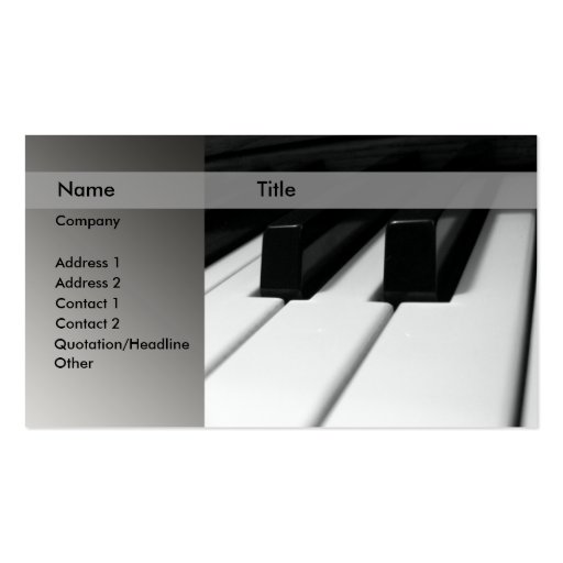 Piano teacher business cards (front side)