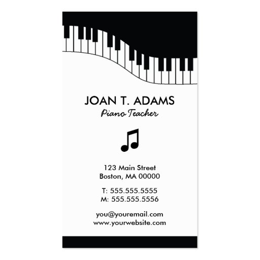 Piano Teacher Keyboard Music Business Cards (front side)