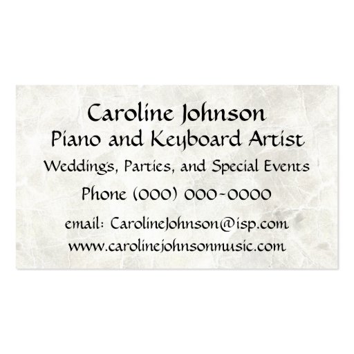Piano Teacher Musician Business Cards (back side)