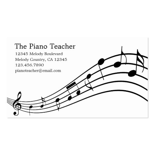 Piano Teacher Pianist Musician's Business Card (front side)