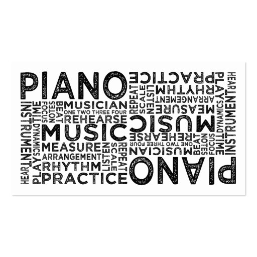 Piano Typography Business Card Templates (front side)