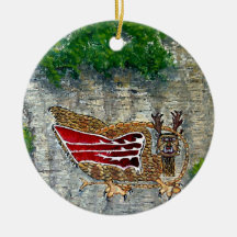 Piasa Bird Oil Landscape Painting Christmas Tree Ornament
