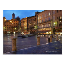 Piazza Del Campo at dusk,Siena. Postcard