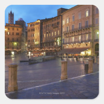 Piazza Del Campo at dusk,Siena. Square Sticker