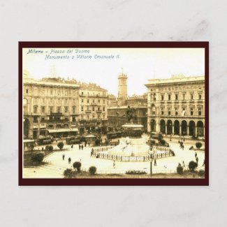 Piazza del Duomo, Milan, Italy Vintage postcard