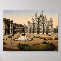 Piazza of the cathedral, Milan, Italy classic Phot Print