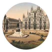 Piazza of the cathedral, Milan, Italy classic Phot Stickers