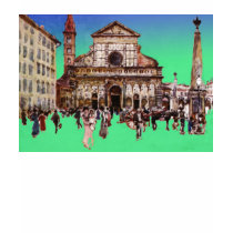 Piazza Painting (Green) t-shirts