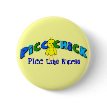 PICC Chick  "PICC LINE NURSE" BLUE Artsy Design Buttons