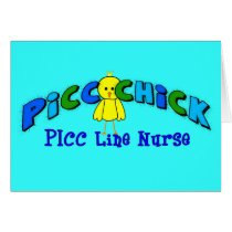 PICC Chick  "PICC LINE NURSE" BLUE Artsy Design Greeting Cards
