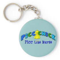 PICC Chick  "PICC LINE NURSE" BLUE Artsy Design Key Chains