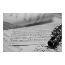 Piccolo and sheet music poster posters