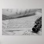 Piccolo and sheet music poster posters
