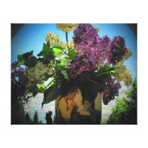 Picinic and Lilacs by djoneill Stretched Canvas Print