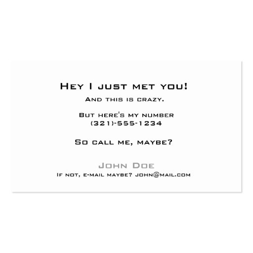 Pick up line card-call me business card template (front side)