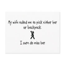 Pick Wife or Backpack Postcard