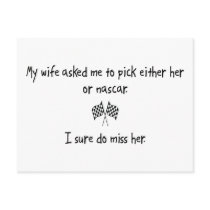 Pick Wife or Nascar postcards by 1000suns Pick Wife or Nascar postcards