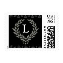 PICK YOUR COLOR Victorian Wreath Monogram Stamp: L