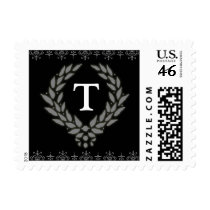 PICK YOUR COLOR Victorian Wreath Monogram Stamp: T