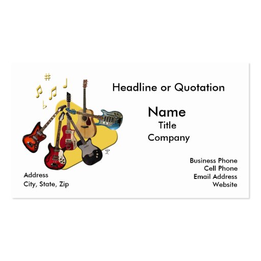 Pick Your Guitar Business Card Templates (front side)