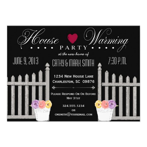 Picket Fence HouseWarming Party Invitation (front side)