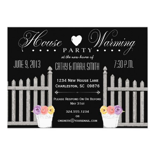 Picket Fence HouseWarming Party Invitation (front side)