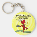Pickleball Paddles Well With Others Keychain