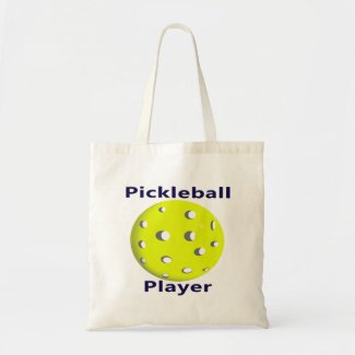 Pickleball Player Blue Text Yellow Ball Design Bags