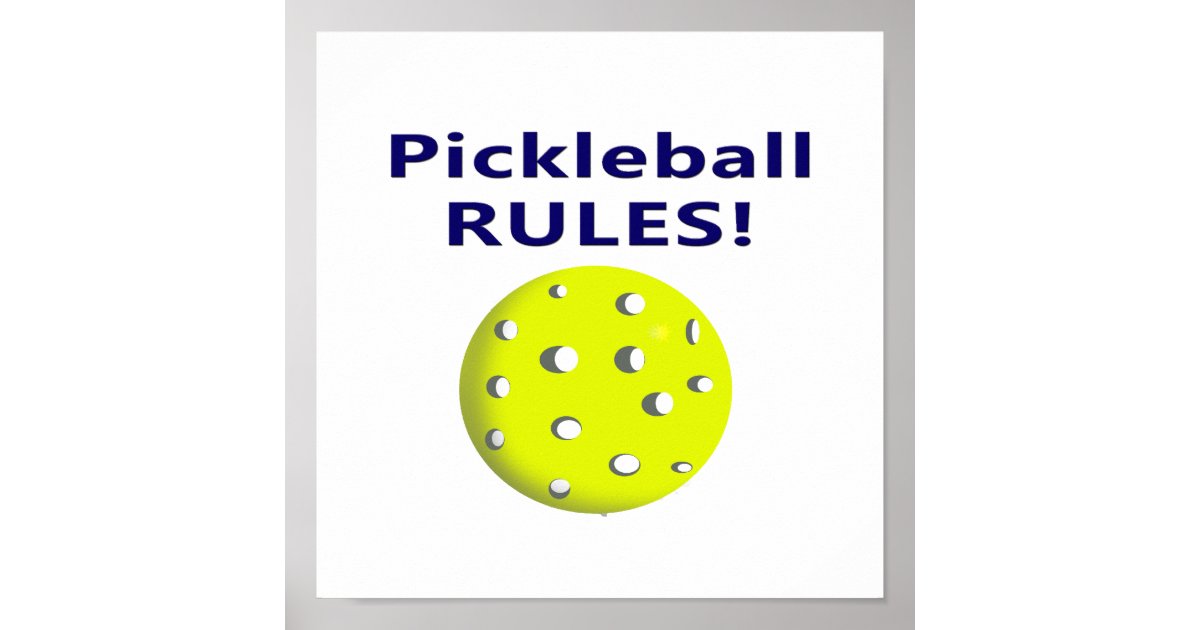 pickleball rules blue text version poster Zazzle