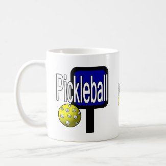 Pickleball, with ball and paddle design picture mug