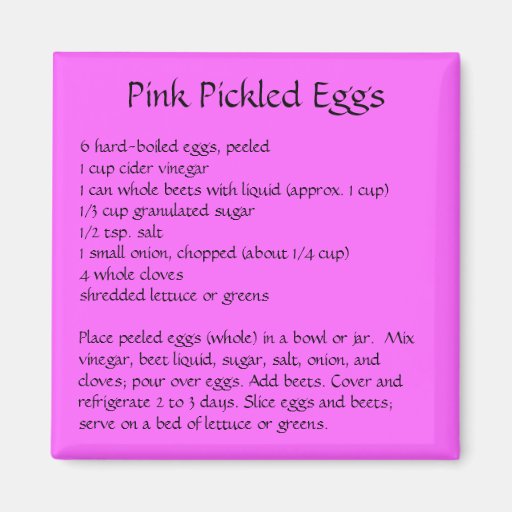 Pickled Egg Recipe on a Refrigerator Magnet