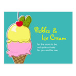 Pickles and Ice Cream, Blue Postcard Invitations