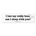 PICKUP LINES - "I lost my teddy bear, can I sleep  bumper stickers