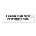 PICKUP LINES - "I wanna floss with your pubic hair bumper stickers