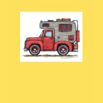 Pickup Truck Camper RV Apparel t-shirts by art1st Pickup Truck Camper RV Apparel t-shirts