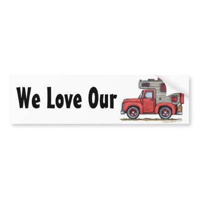 Pickup Truck Camper RV Bumper Sticker by art1st