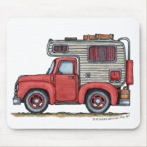 Pickup Truck Camper RV Mouse Pad mousepads by art1st Pickup Truck Camper RV Mouse Pad mousepads