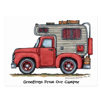 Pickup Truck Camper RV Post Cards