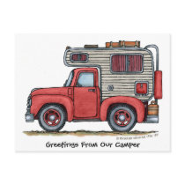 Pickup Truck Camper RV Post Cards postcards by art1st Pickup Truck Camper RV Post Cards postcards
