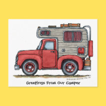 Pickup Truck Camper RV Post Cards postcards by art1st Pickup Truck Camper RV Post Cards postcards