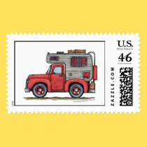 Pickup Truck Camper RV Stamps by art1st Pickup Truck Camper RV Stamps