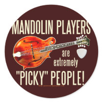 Picky Mandolinists Round Stickers