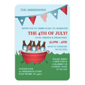 Picnic 4th of July Party Invitations 4.5