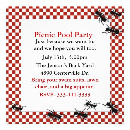 Picnic Ants Party Invitation