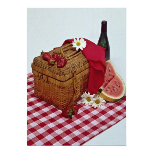 Picnic basket and watermelon slices announcements