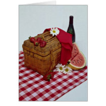 Picnic basket and watermelon slices card