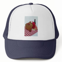 Picnic basket and watermelon slices mesh hats