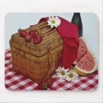 Picnic basket and watermelon slices mouse pads